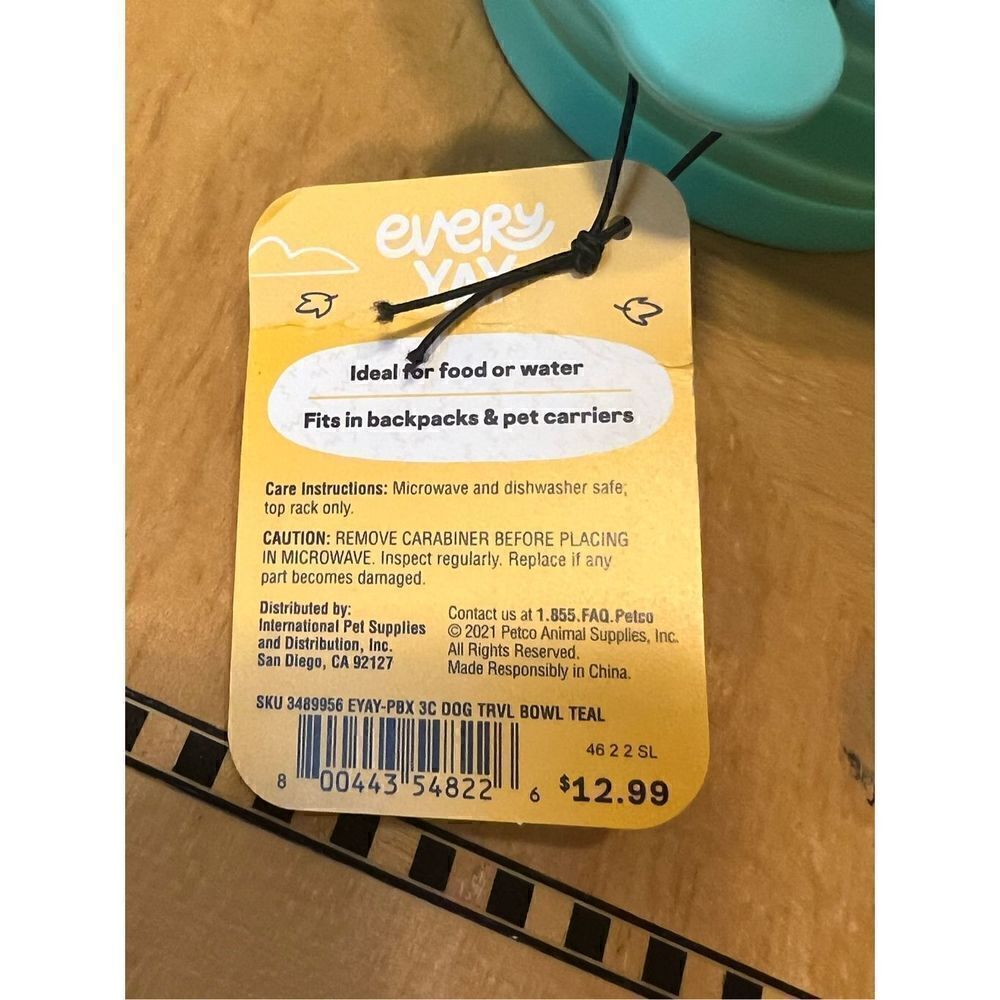 NWT! EveryYay Open-Air Eats Blue Collapsible Bowl for Dogs 3 Cup - Picture 4 of 5